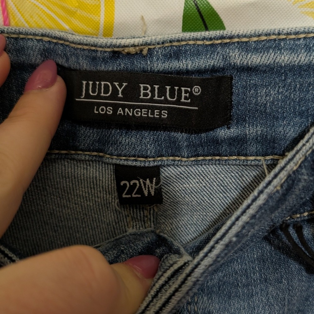 Judy Blue High Waist Skinny Jeans Womens 22W Light Blue New Distressed JB82330 - Picture 4 of 7